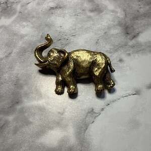 Vintage Solid Brass Elephant Figurine Miniature Trunk Up Lucky Charm